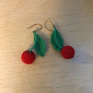 Beaded Dangle Earrings - Cherries